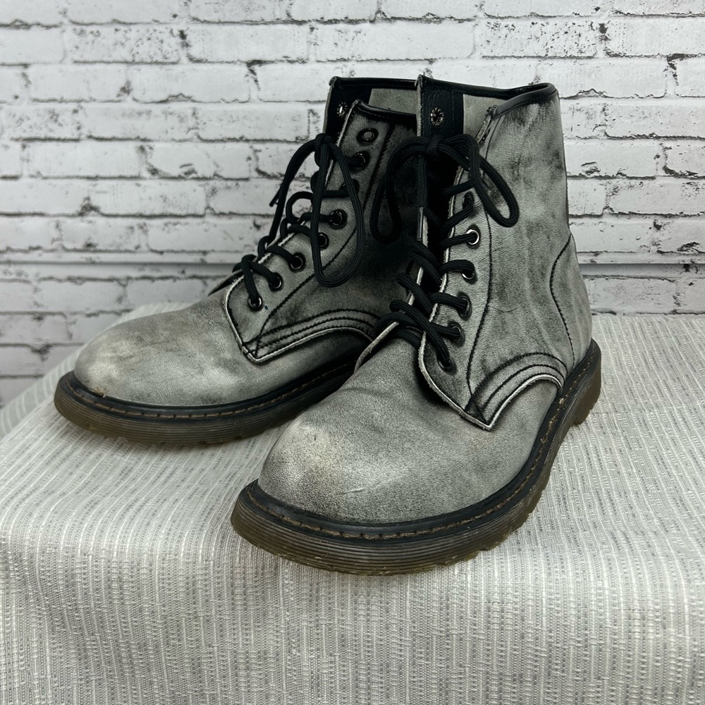 Dr. Martens | Men's combat gray and black leather boots size: 45, 12 - Picture 2 of 9